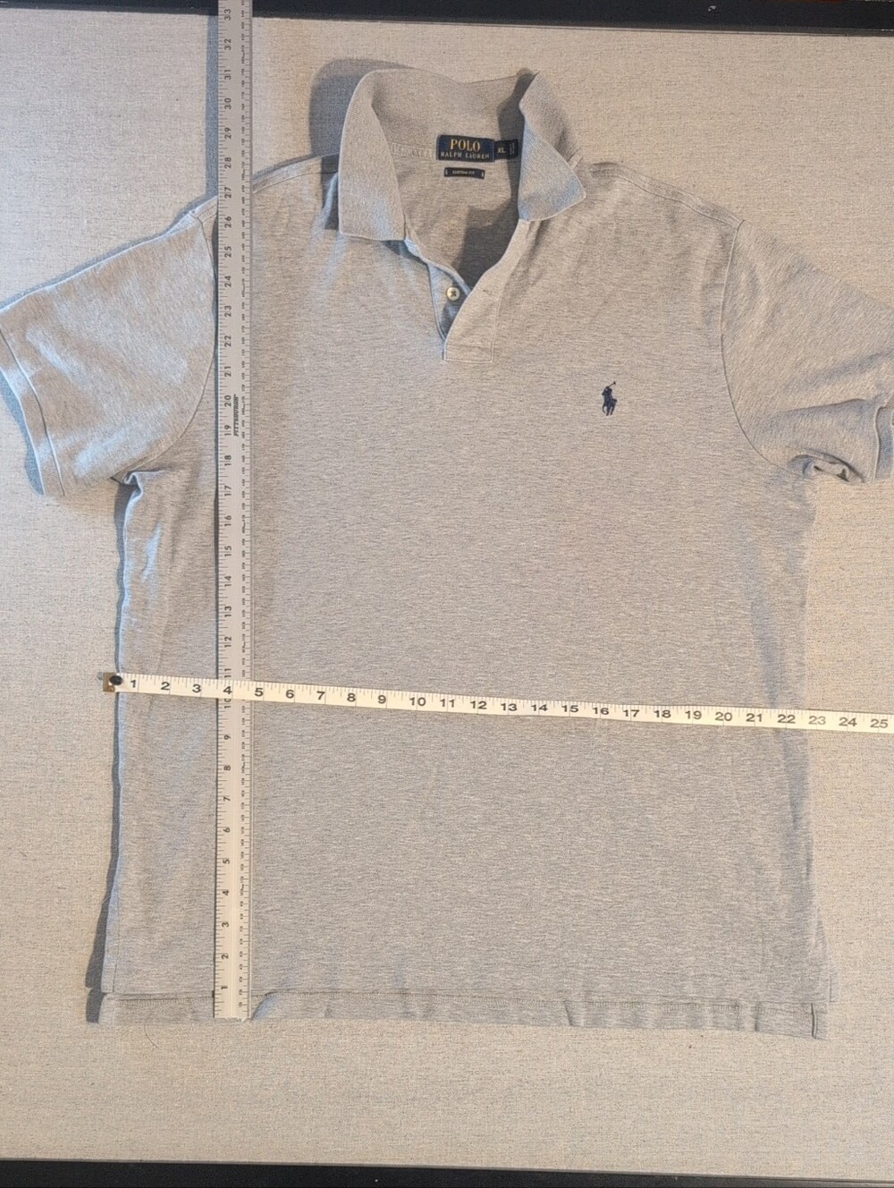 Polo by Ralph Lauren Men's Heather Light Gray Polo with Navy Pony, SIZE - XL